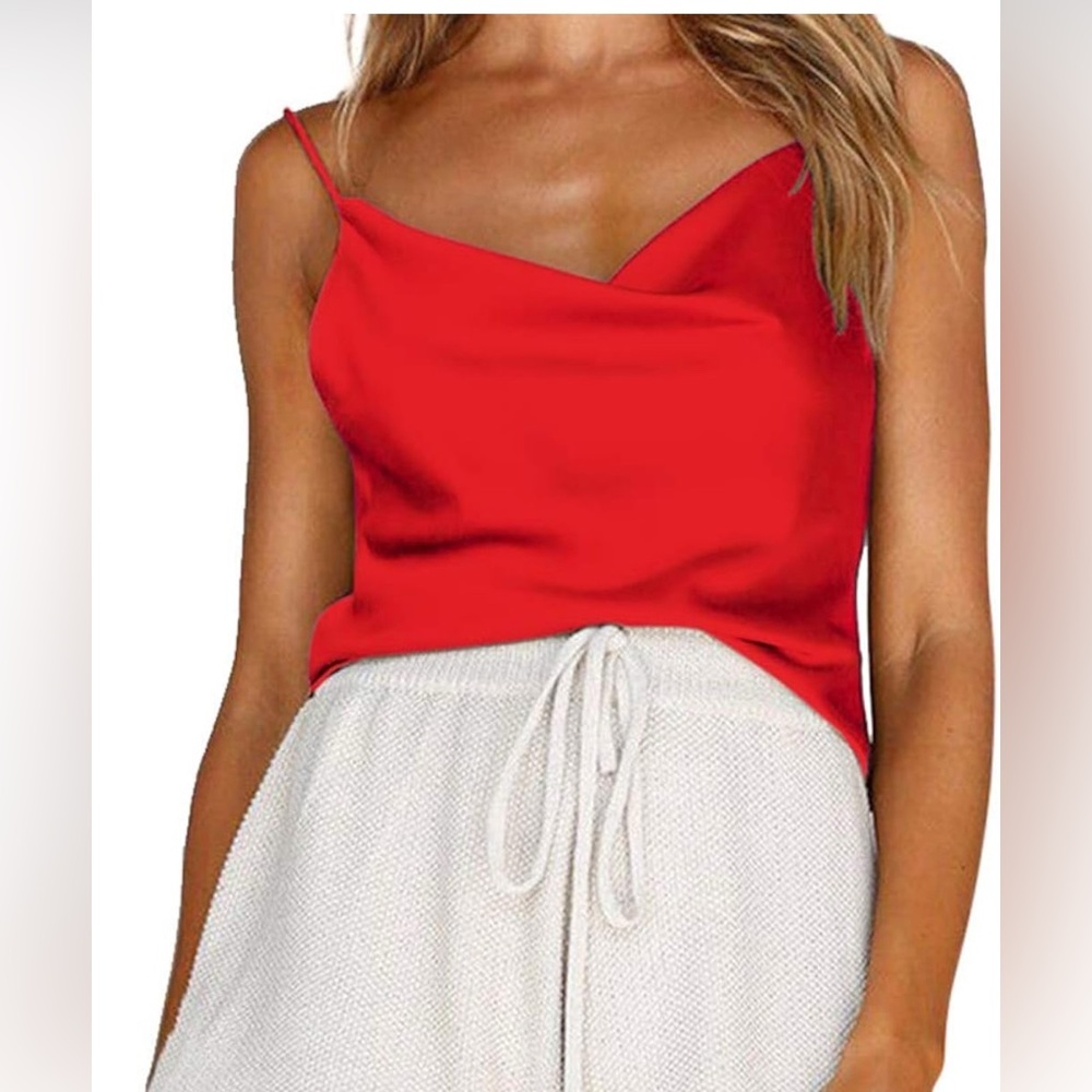Elegant Satin Red Women's Top